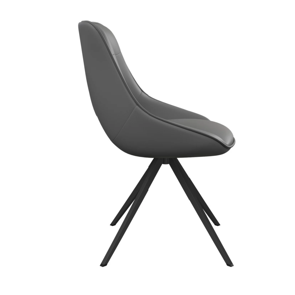 Cerutti Grey Faux Leather Swivel Dining Chair Set of 2