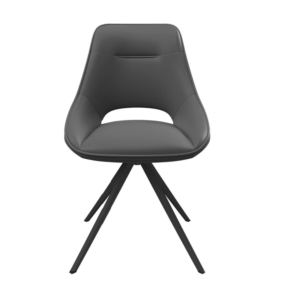 Cerutti Grey Faux Leather Swivel Dining Chair Set of 2