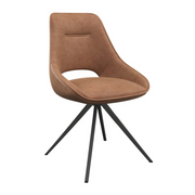set of 2 Cerutti Tan Faux Leather Swivel Dining Chair