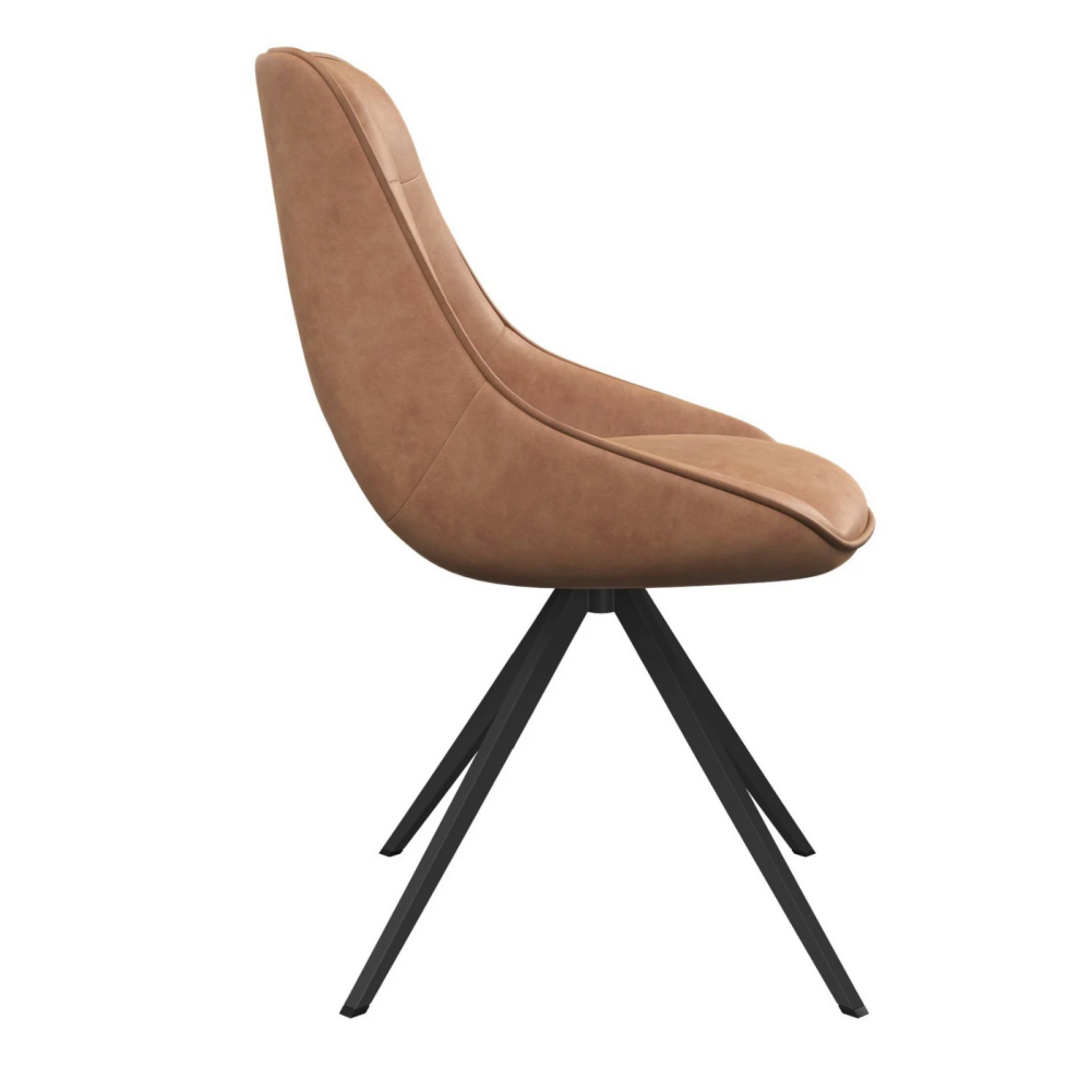 set of 2 Cerutti Tan Faux Leather Swivel Dining Chair