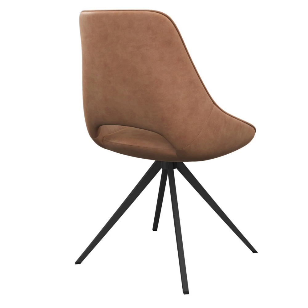 set of 2 Cerutti Tan Faux Leather Swivel Dining Chair