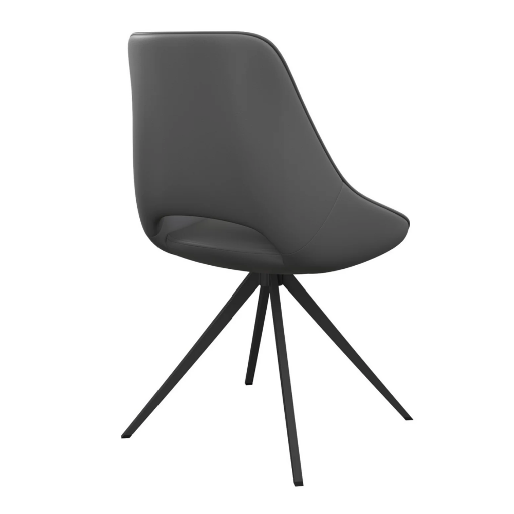 Cerutti Grey Faux Leather Swivel Dining Chair Set of 2