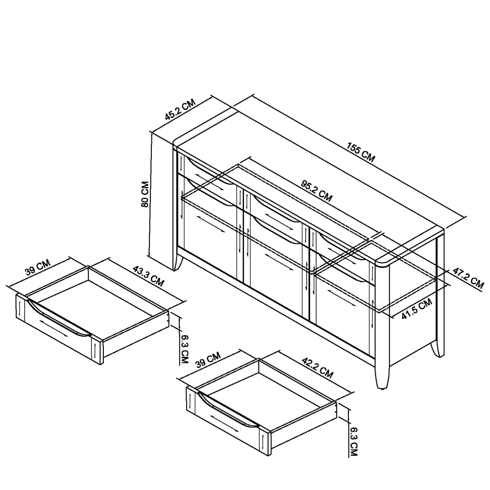 Chester Oak Wide Sideboard