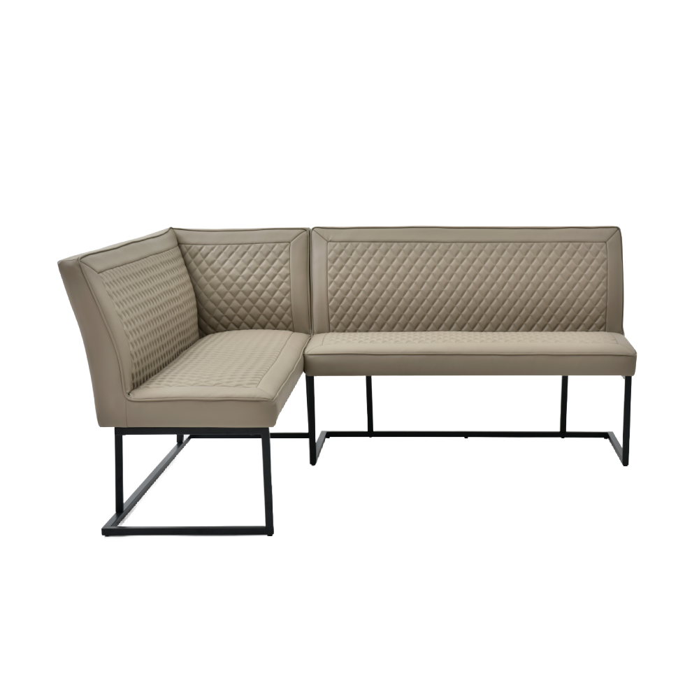 Apollo Taupe Corner Bench Set LHS Facing  with Apollo Ceramic Table