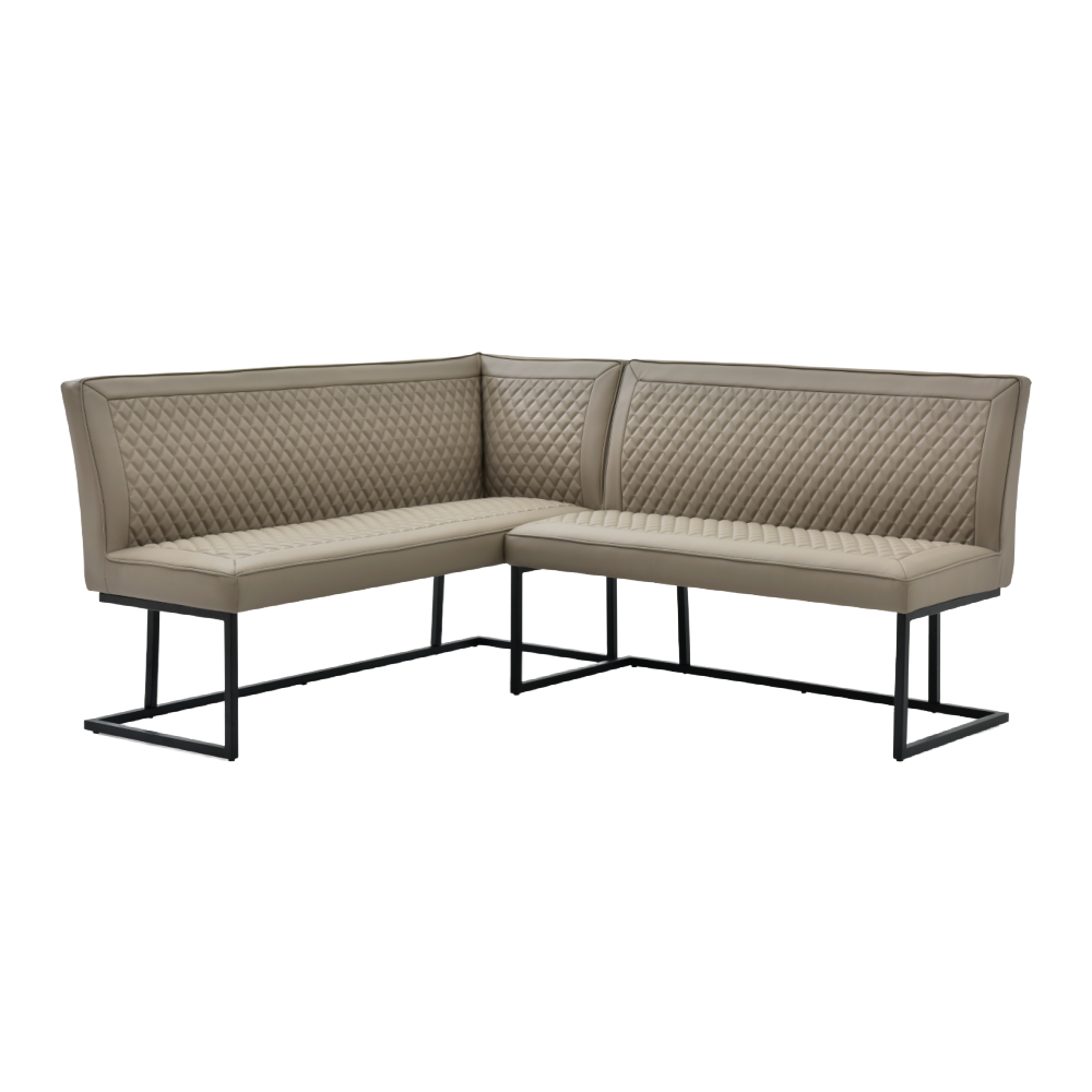 Apollo Taupe Corner Bench Set LHS Facing  with Apollo Ceramic Table