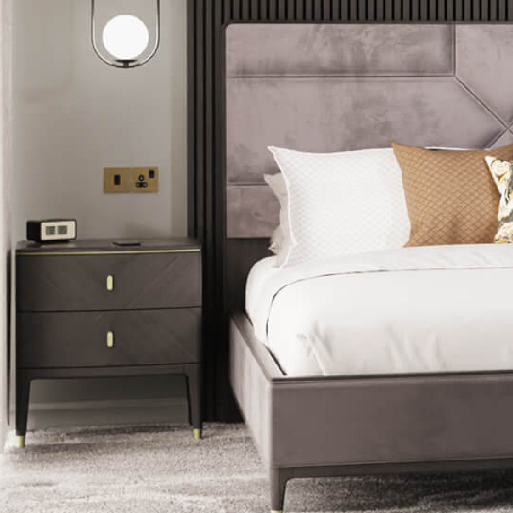 Kensington 2 Drawer Bedside Table Ebony