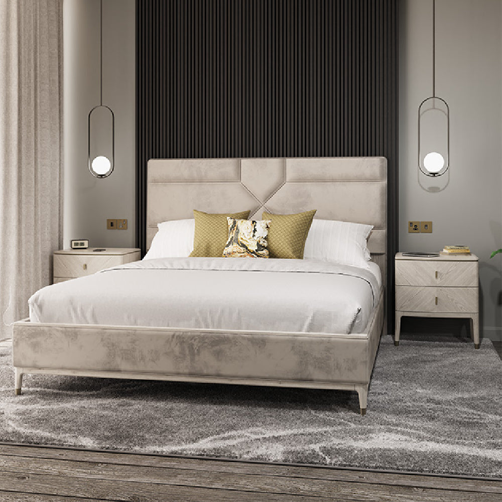 Kensington 2 Drawer Bedside Table Stone