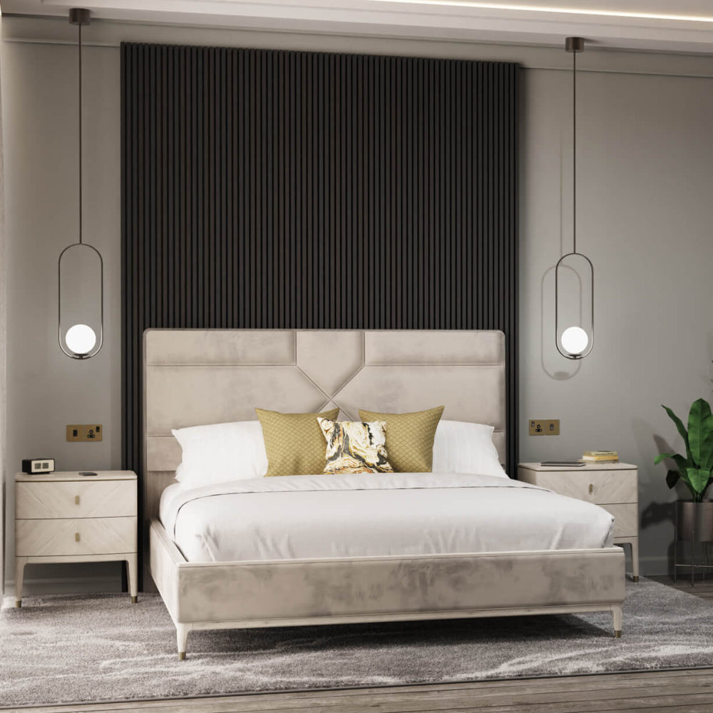 Kensington 2 Drawer Bedside Table Stone