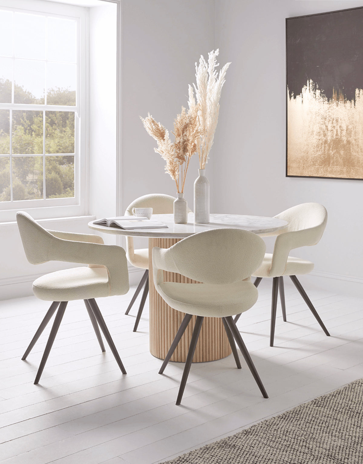 Rochelle 120cm Round Mango Wood & Marble Dining Table