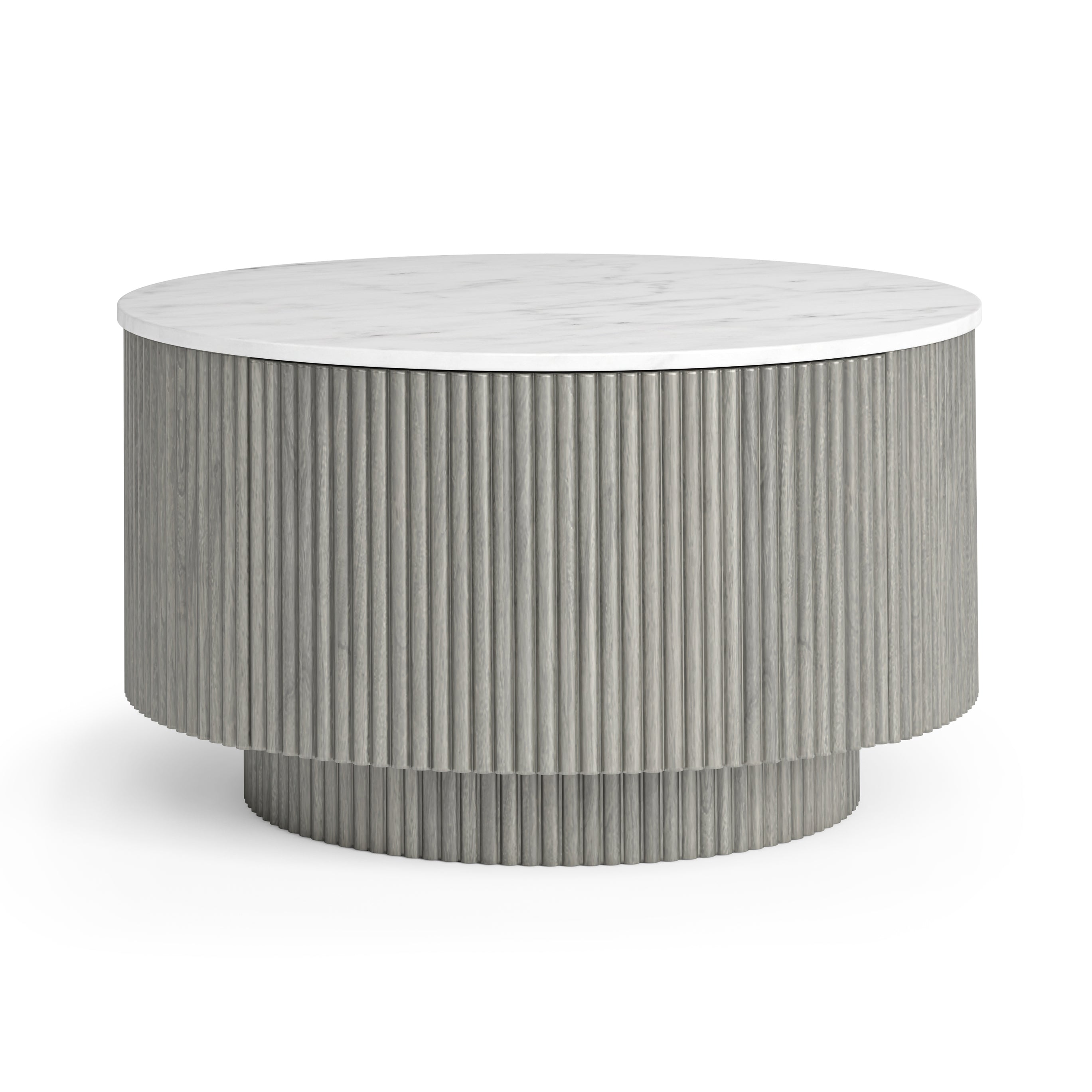 Lucas Mango & Marble Round Fluted Coffee Table — hopofurniture
