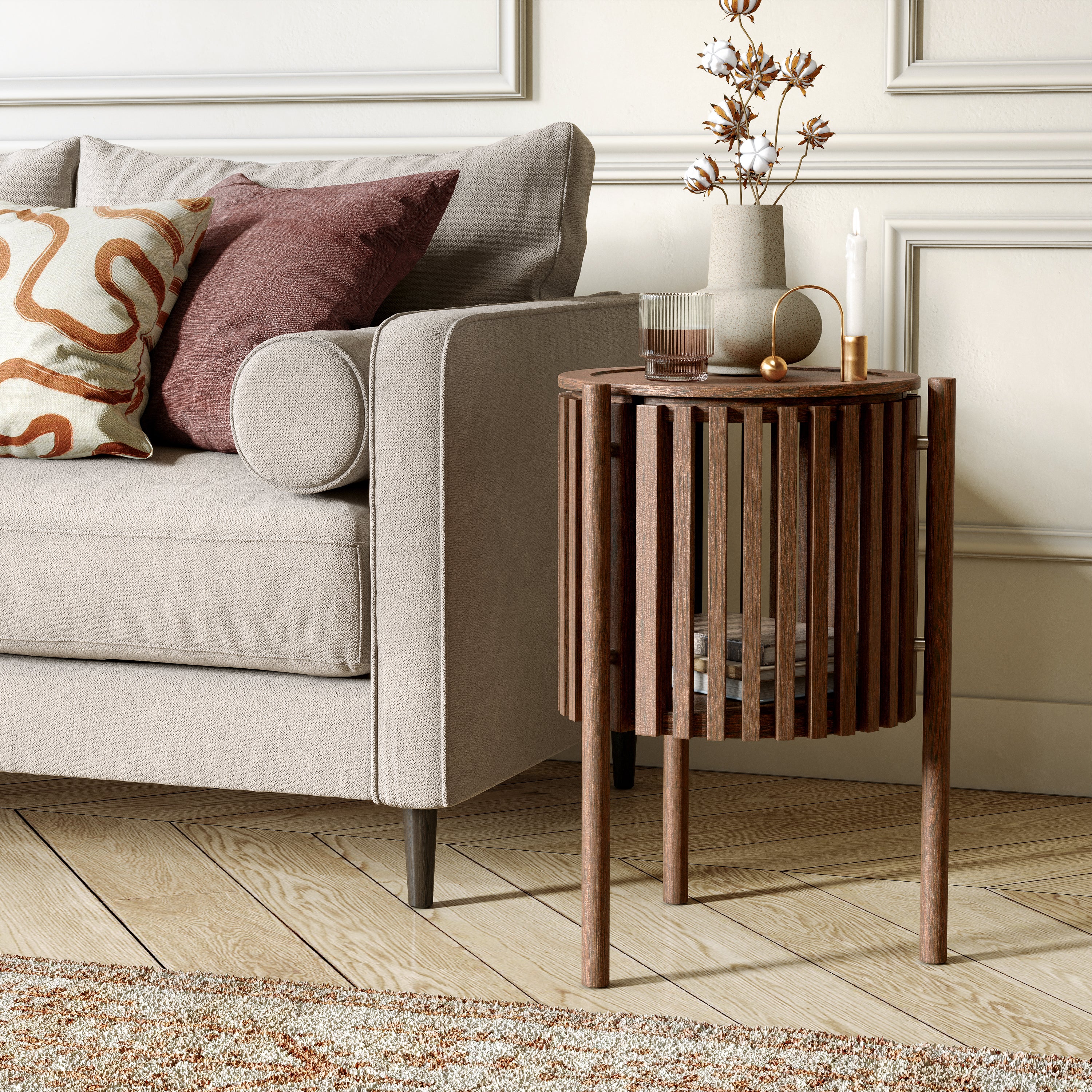 Soho Oak Story Side Table With Door