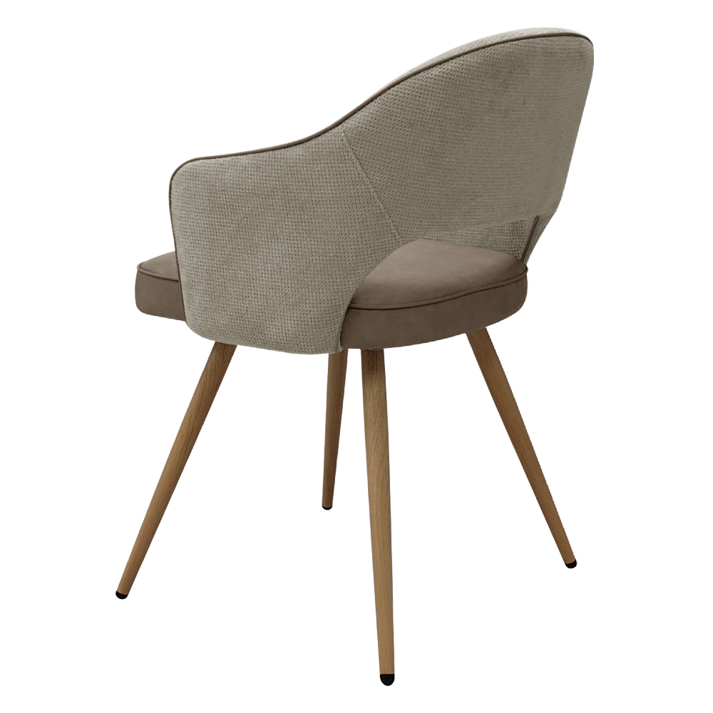 Hanson - Beige Fabric & Stone Vintage Faux Leather Two Tone Chair with Oak-Effect Legs