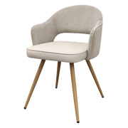 Hanson - Beige Fabric & Ivory Faux Leather Two Tone Chair with Oak-Effect Legs