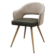 Hanson - Beige Fabric & Olive Faux Leather Two Tone Chair with Oak-Effect Legs
