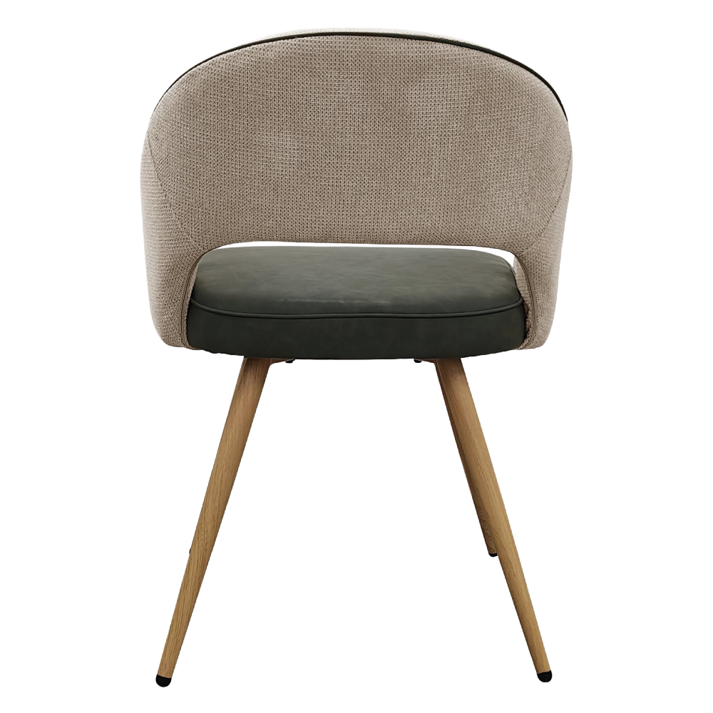 Hanson - Beige Fabric & Olive Faux Leather Two Tone Chair with Oak-Effect Legs