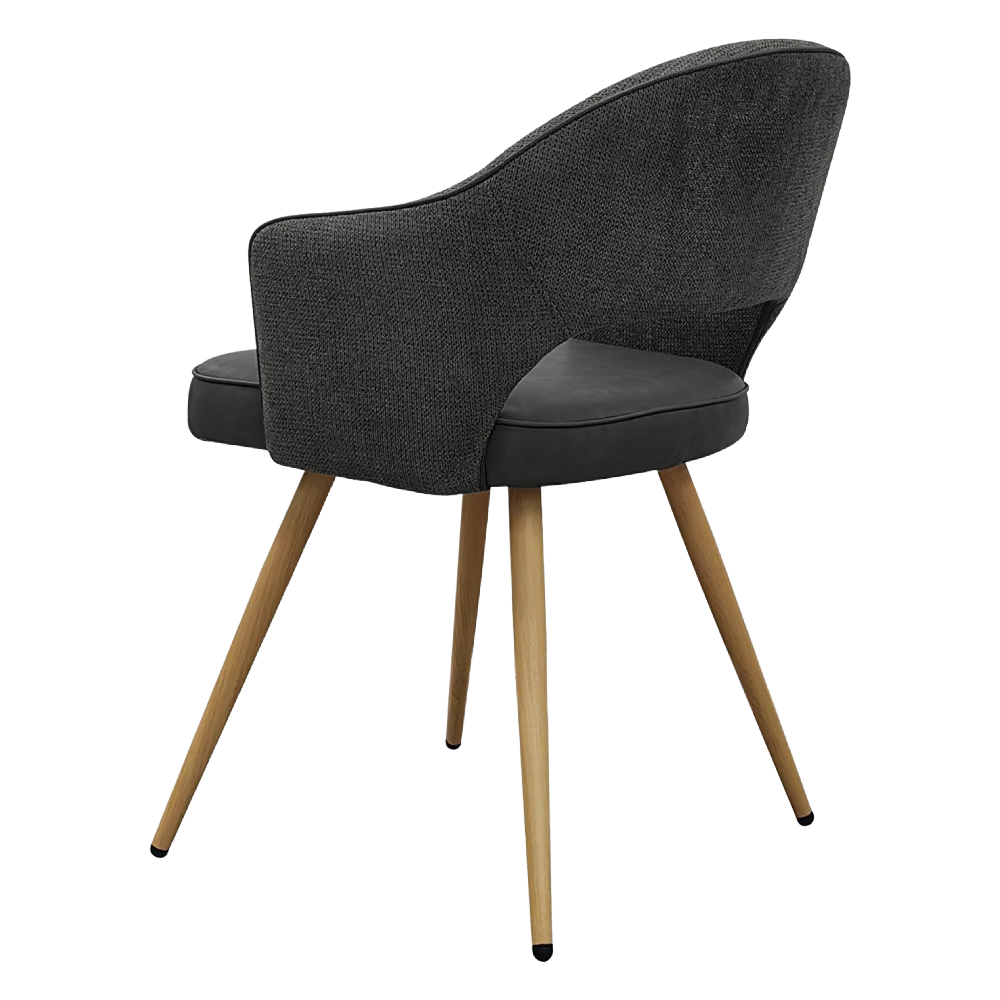 Hanson - Grey Fabric & Dark Grey Faux Leather Two Tone Chair with Oak-Effect