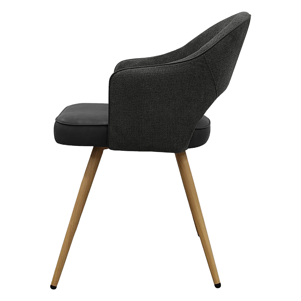 Hanson - Grey Fabric & Dark Grey Faux Leather Two Tone Chair with Oak-Effect