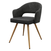 Hanson - Grey Fabric & Dark Grey Faux Leather Two Tone Chair with Oak-Effect