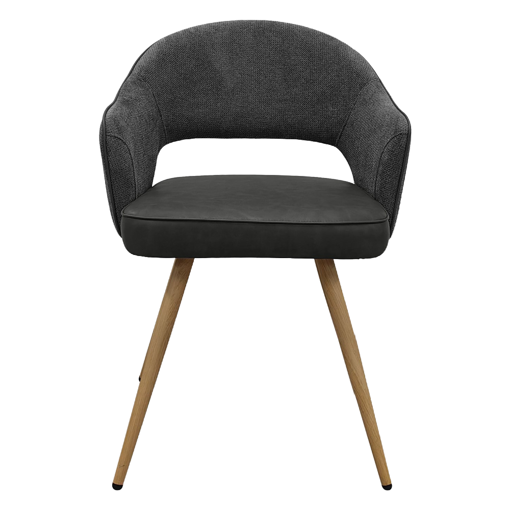 Hanson - Grey Fabric & Dark Grey Faux Leather Two Tone Chair with Oak-Effect