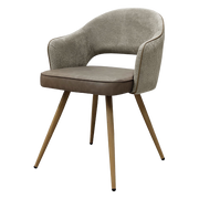 Hanson - Beige Fabric & Stone Vintage Faux Leather Two Tone Chair with Oak-Effect Legs
