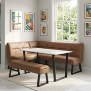 Cerutti Faux Leather Corner Bench Tan