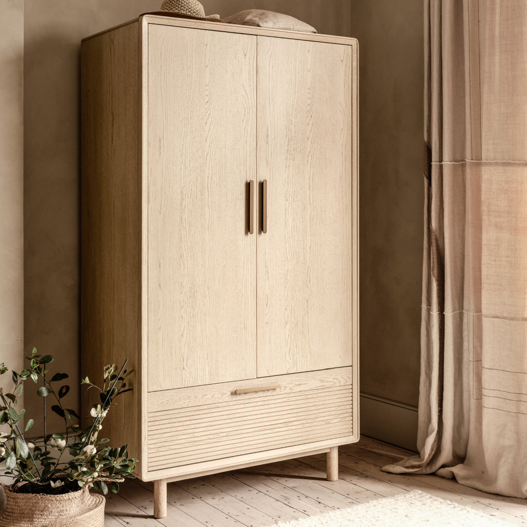 W+G HARPER - 2 DOOR 1 DRAWER WARDROBE OAK