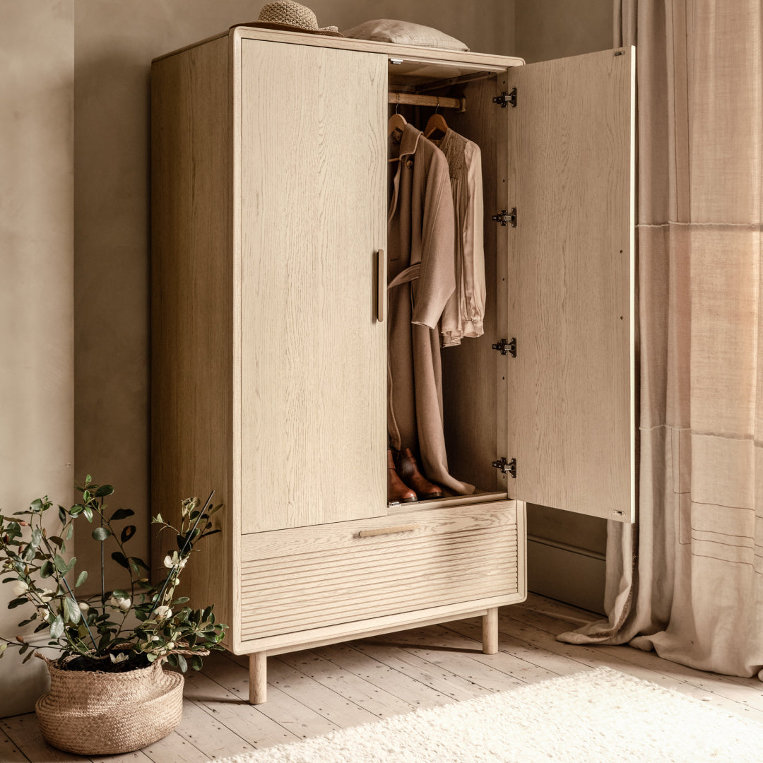 W+G HARPER - 2 DOOR 1 DRAWER WARDROBE OAK