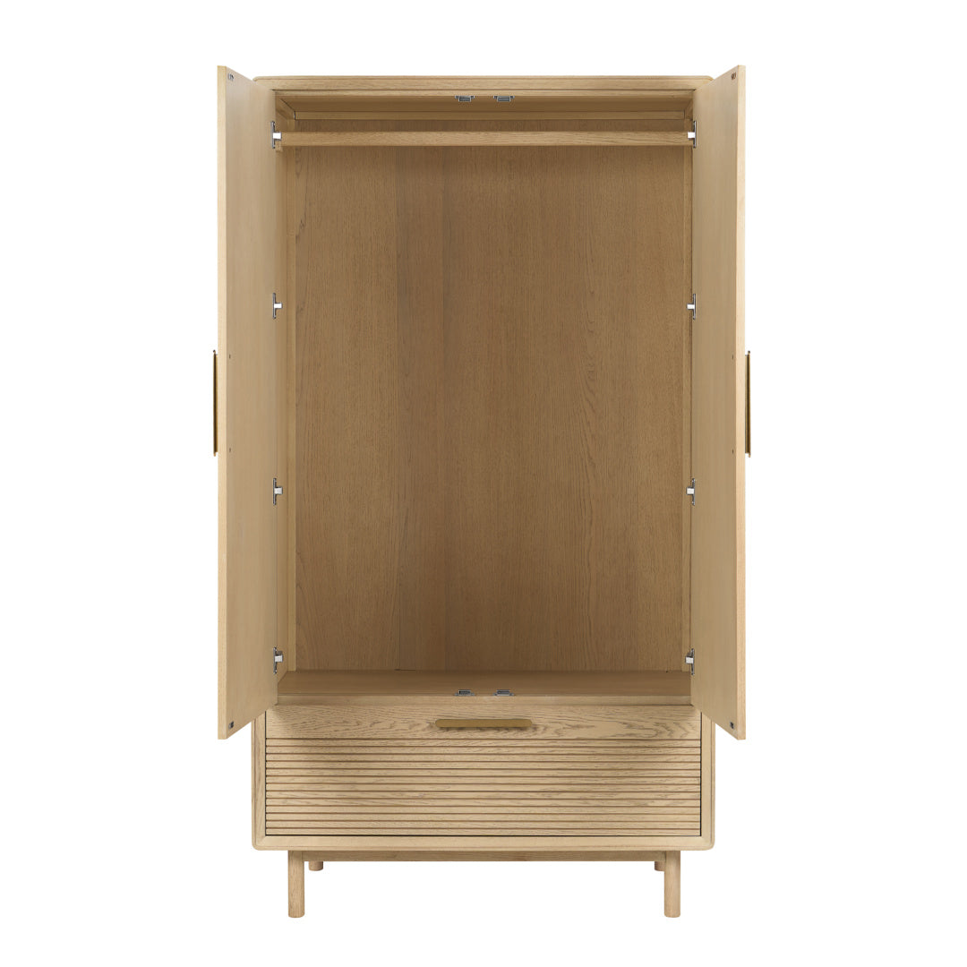W+G HARPER - 2 DOOR 1 DRAWER WARDROBE OAK