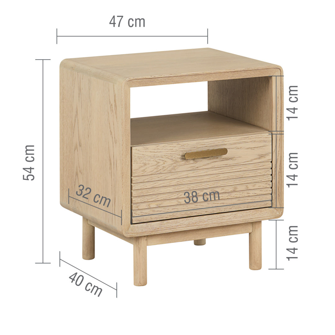 W+G HARPER - 1 DRAWER BEDSIDE OAK