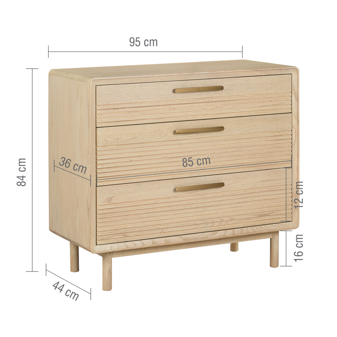 W+G HARPER - 3 DRAWER CHEST OAK