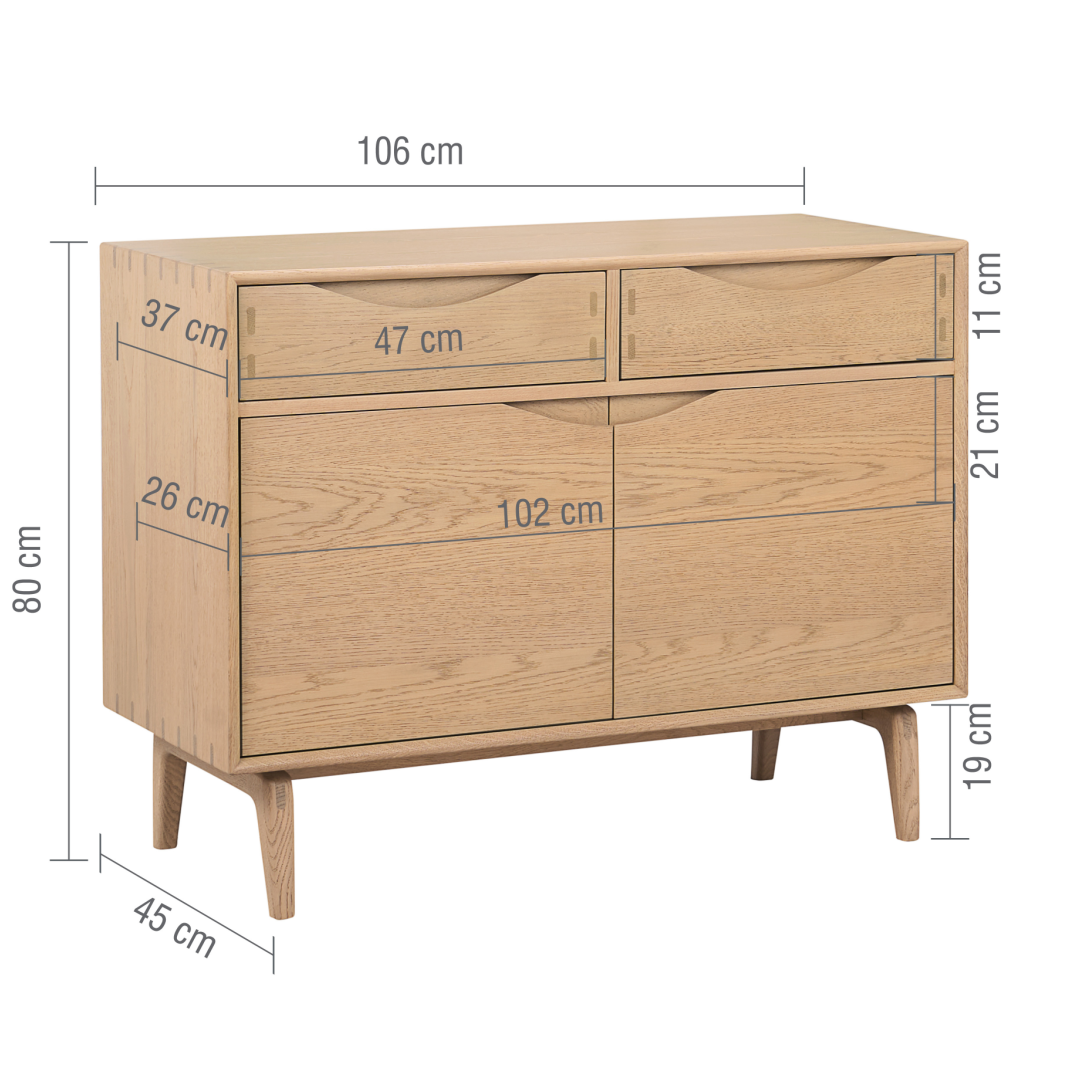 W+G OTTO - 2 DOOR 2 DRAWER SIDEBOARD OAK
