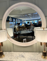 Washed Wood Round Framed Large Mirror