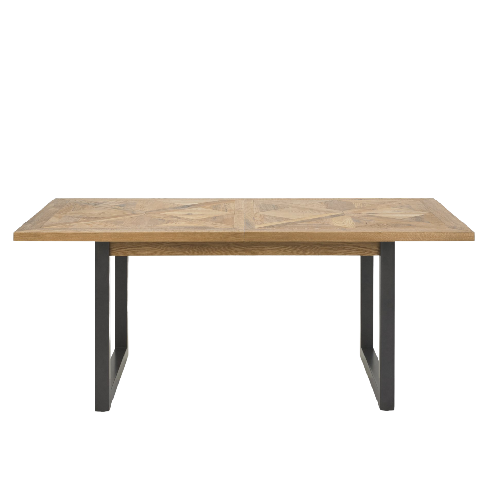 Indus Rustic Oak 6-8 Seater Extendable Dining Table & 6 Dark Grey Feux leather Cezanne Dining Chairs