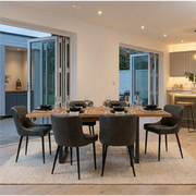 Indus Rustic Oak 6-8 Seater Extendable Dining Table & 6  Cezanne Dining Chairs