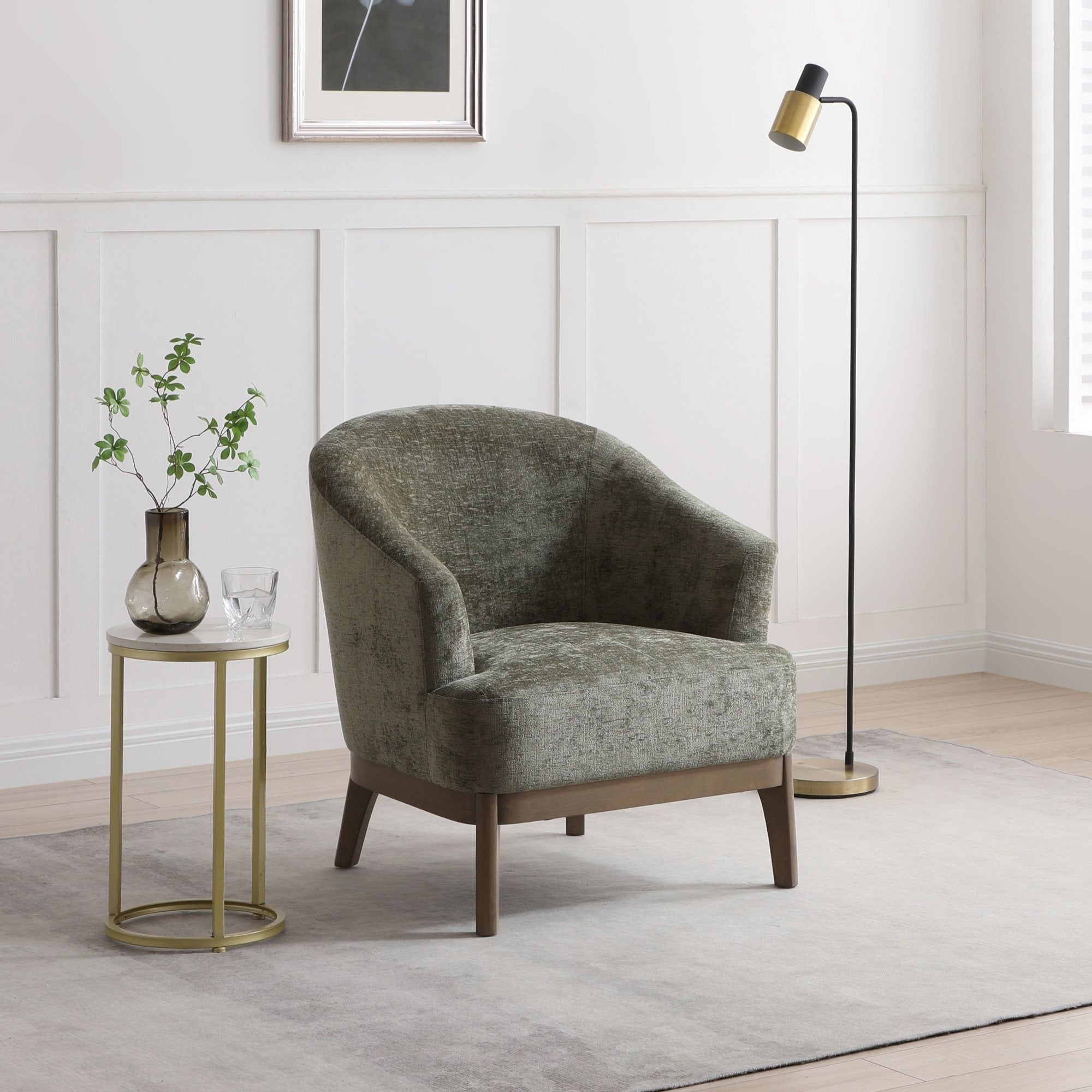 Ella Chair Achillies Distressed Olive Chenille