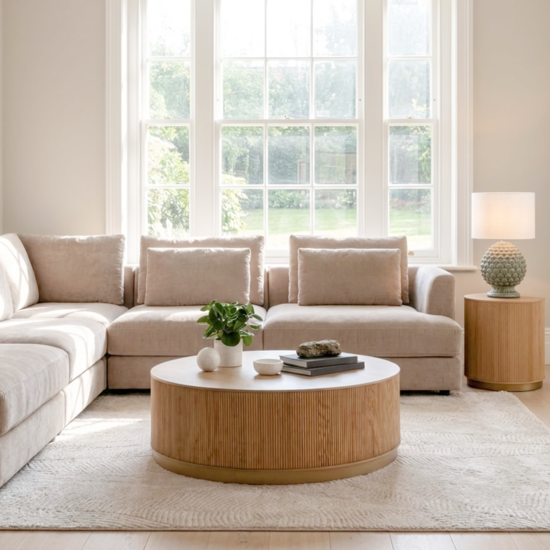 Kalla Oak Round Coffee Table 112cm !! New In !!
