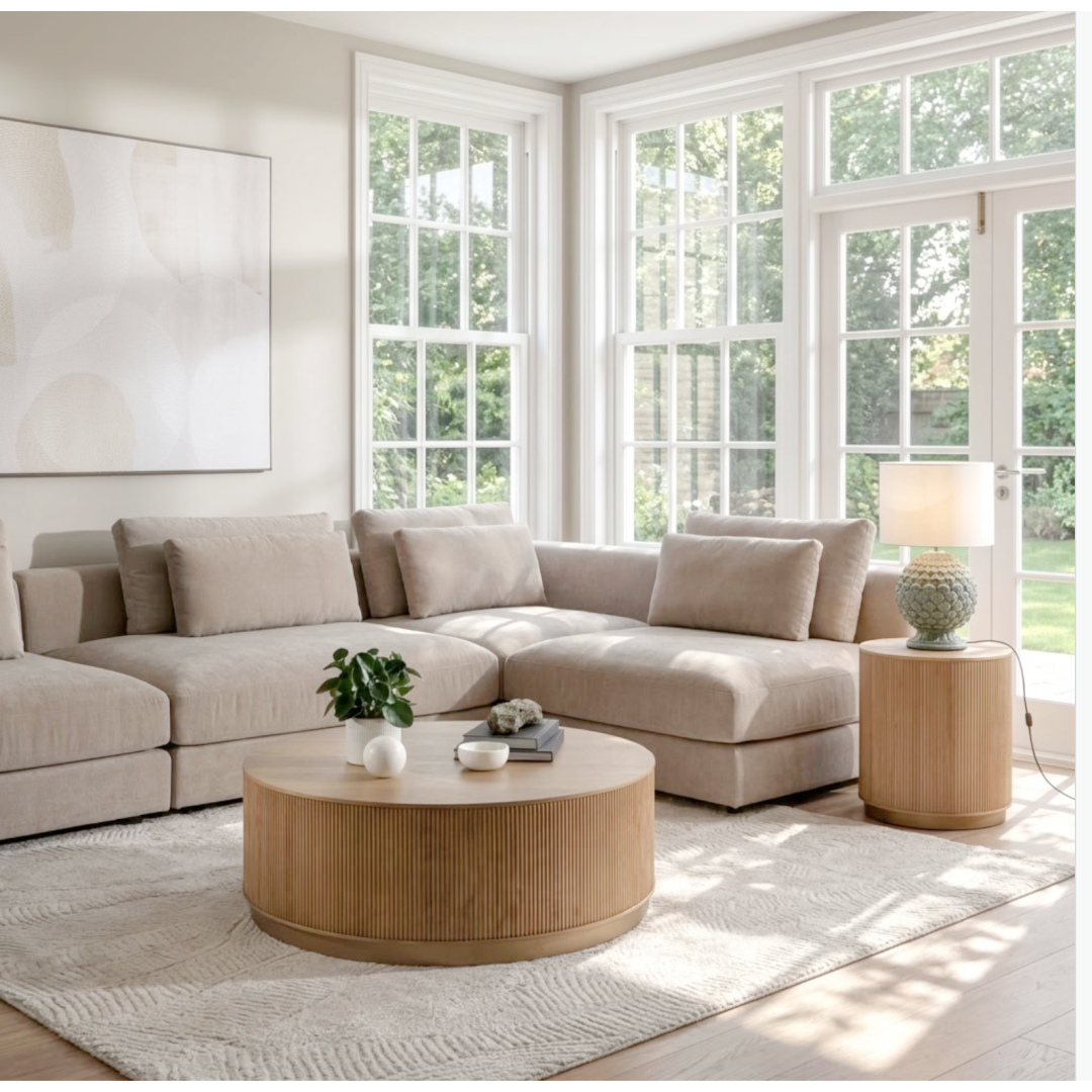 Kalla Oak Round Coffee Table 112cm !! New In !!