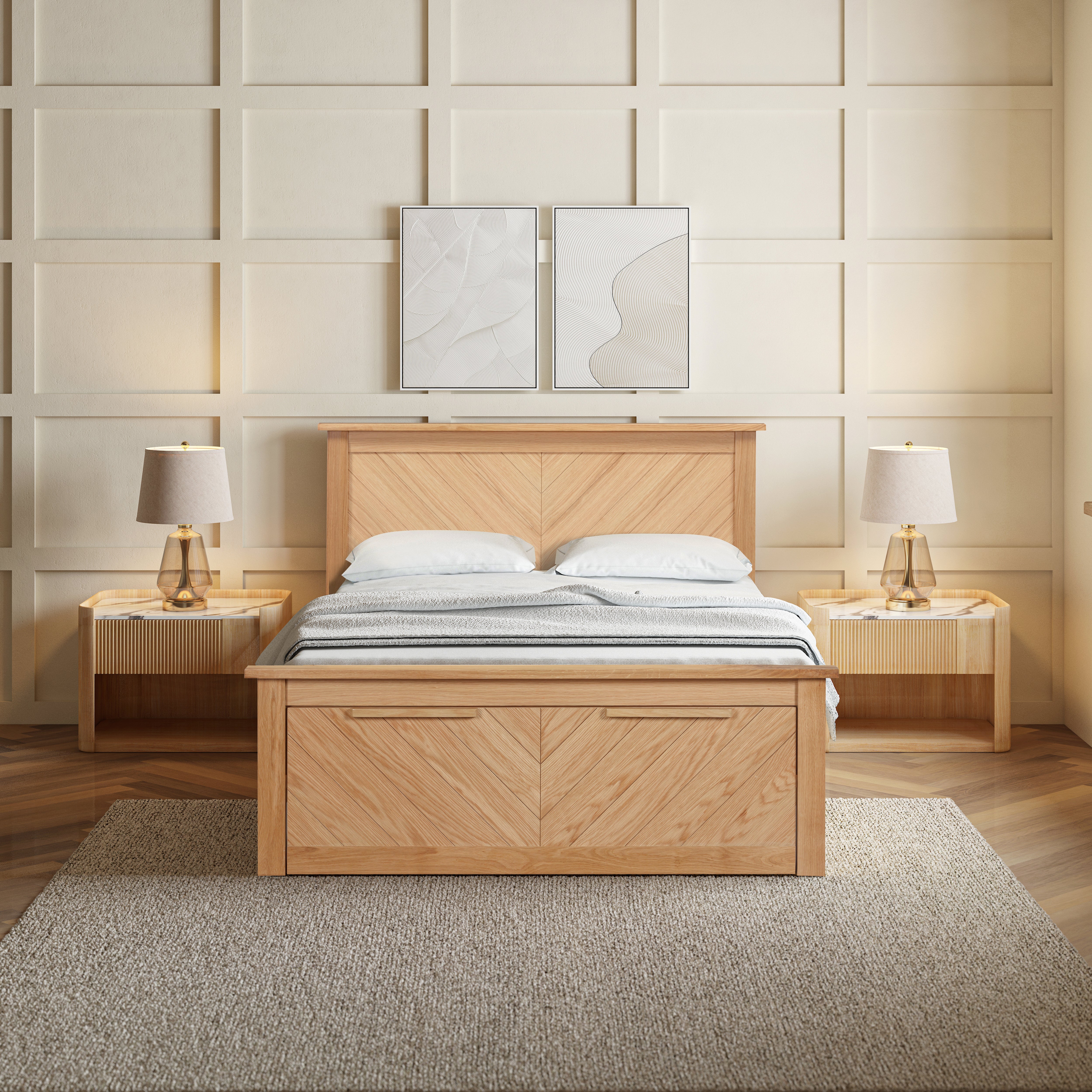 KENJI Oak Storage Bedstead