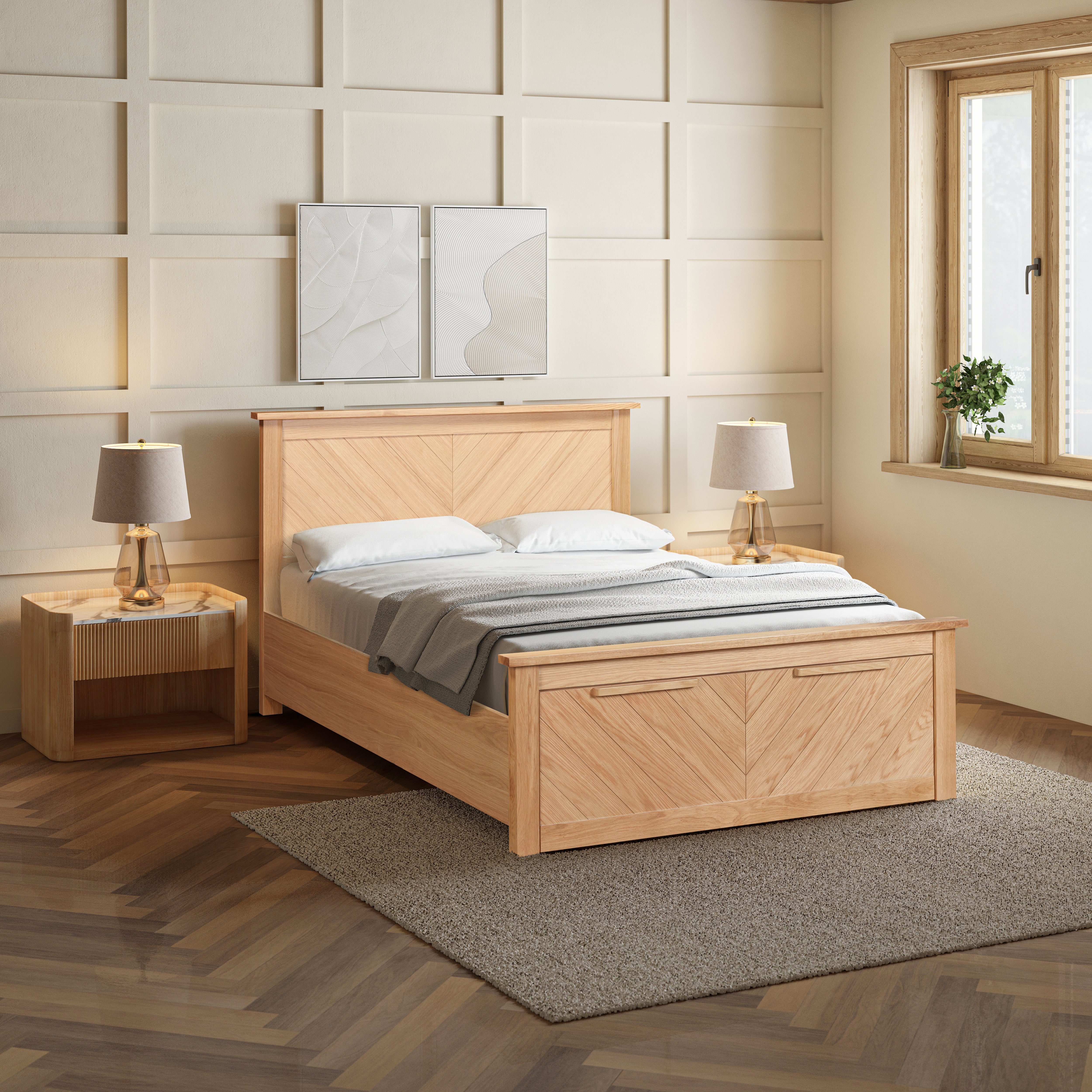KENJI Oak Storage Bedstead