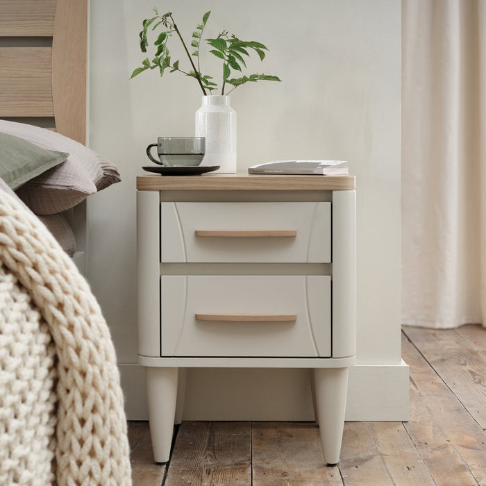 Larsen Scandi Oak & Soft Grey 2 Drawer Nightstand New!!