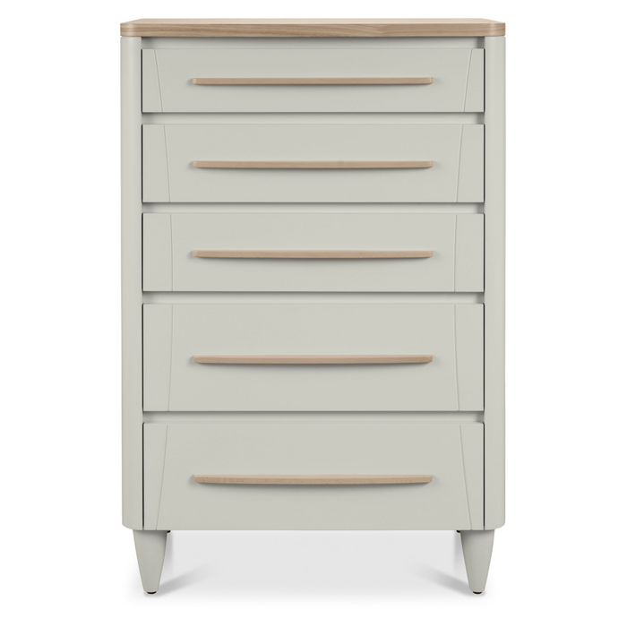 Larsen Scandi Oak & Soft Grey 5 Drawer Chest New !!