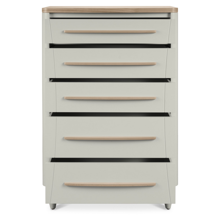 Larsen Scandi Oak & Soft Grey 5 Drawer Chest New !!