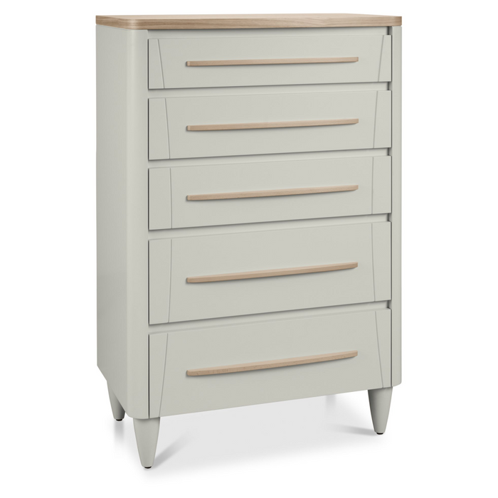 Larsen Scandi Oak & Soft Grey 5 Drawer Chest New !!