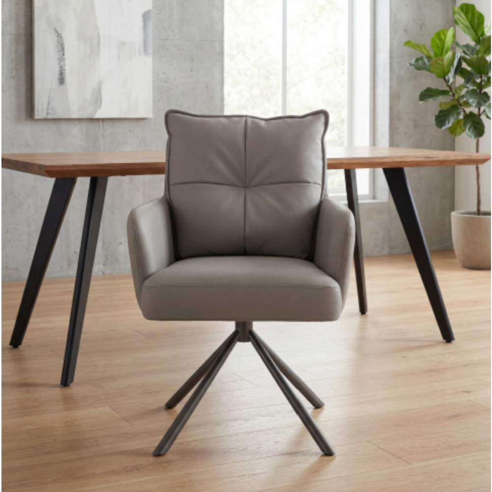 Luxe Leather Effect Latte Dining Chair