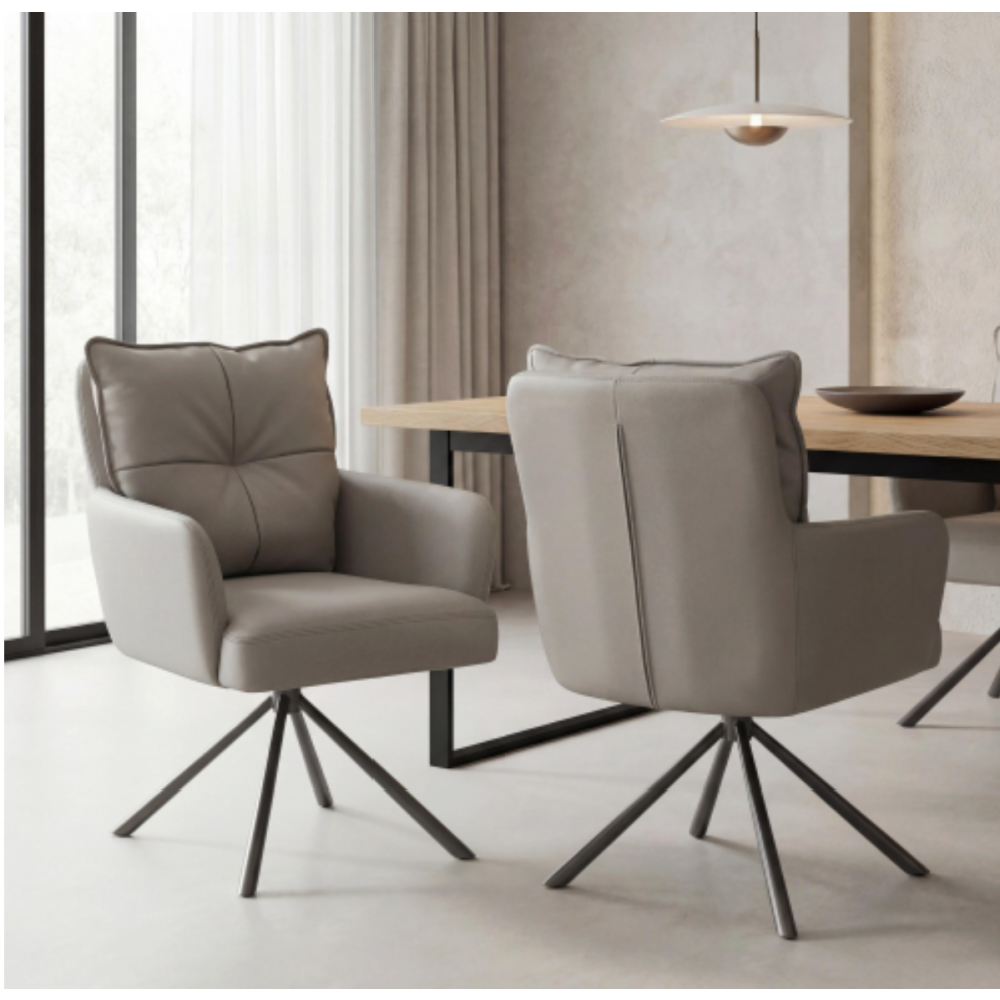 Luxe Leather Effect Latte Dining Chair