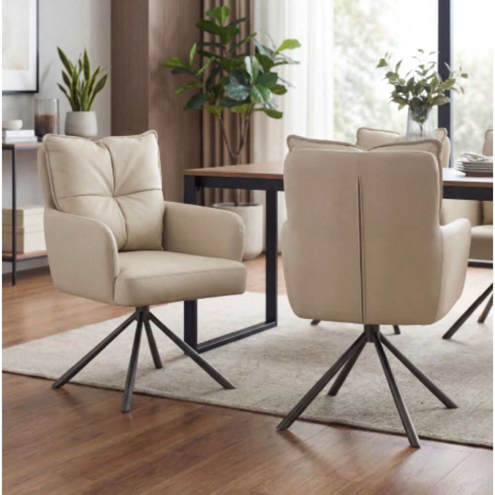 Luxe Leather Effect Taupe Dining Chair