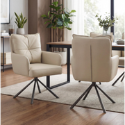 Luxe Leather Effect Taupe Dining Chair