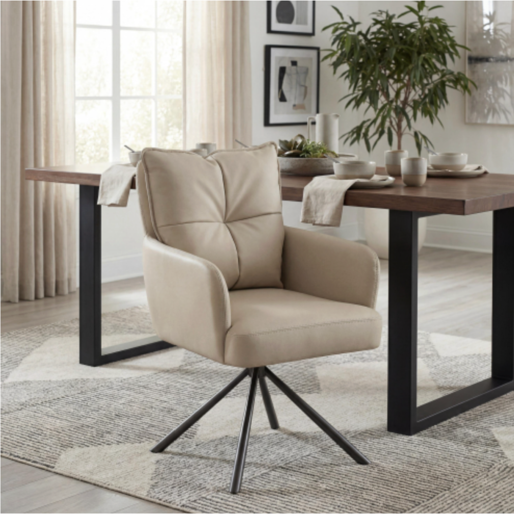 Luxe Leather Effect Taupe Dining Chair