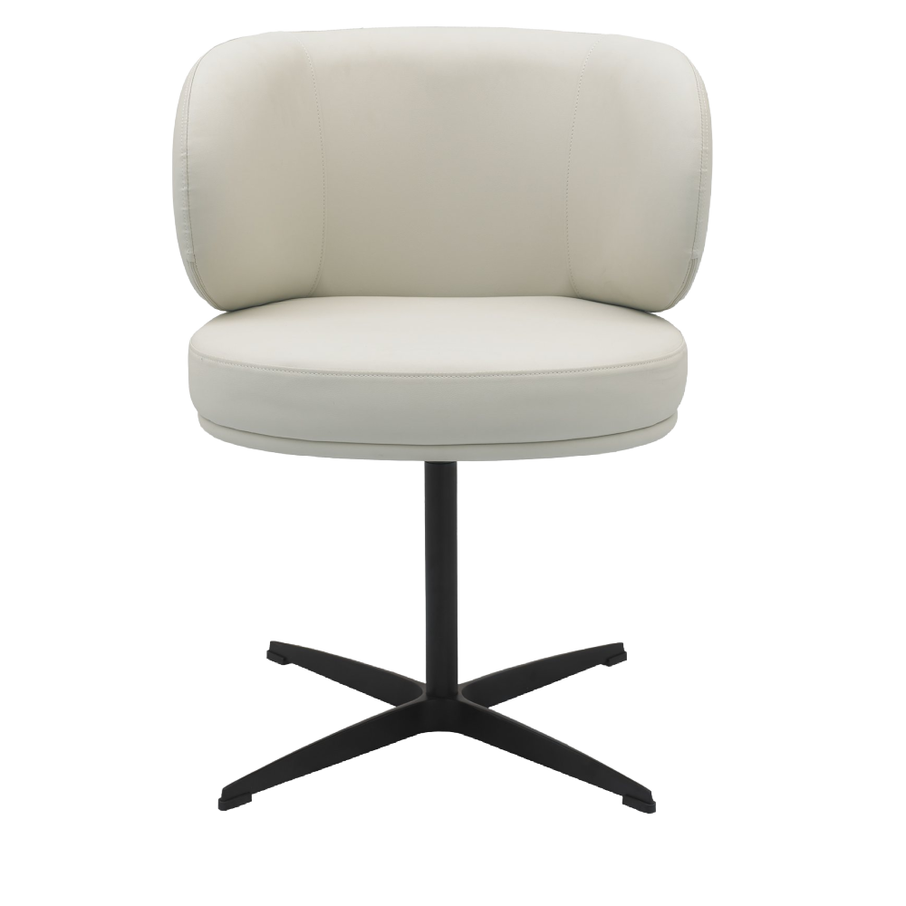 Marcel - 360° Swivel Chair in a Ivory Faux Leather with Black Legs