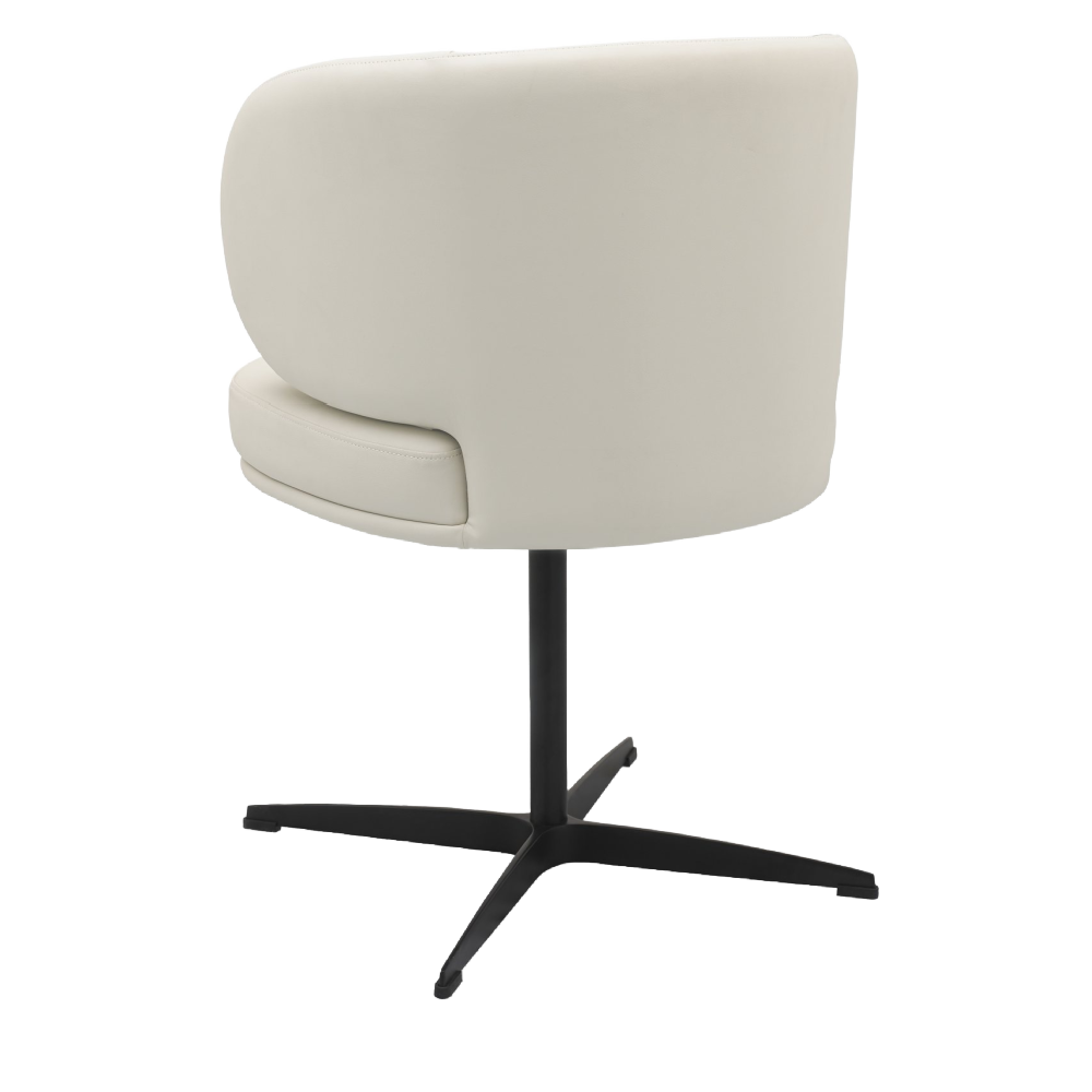 Marcel - 360° Swivel Chair in a Ivory Faux Leather with Black Legs
